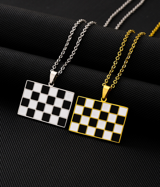 方格旗造型頸鏈