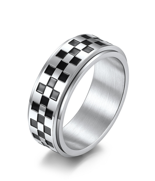 方格旗旋轉戒指