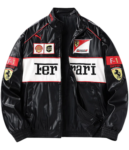 Ferrari F1 經典皮革外套 – 白色款