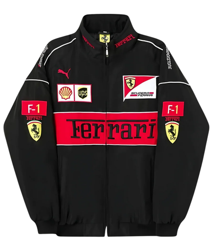 Ferrari F1 經典賽車外套 - 黑色款
